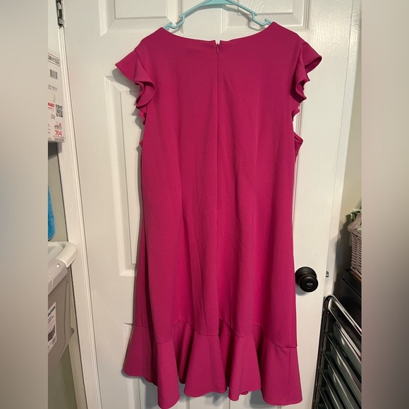 Lane Bryant Vibrant Pink Ruffle Mini Dress Sz 18 - Picture 7 of 9